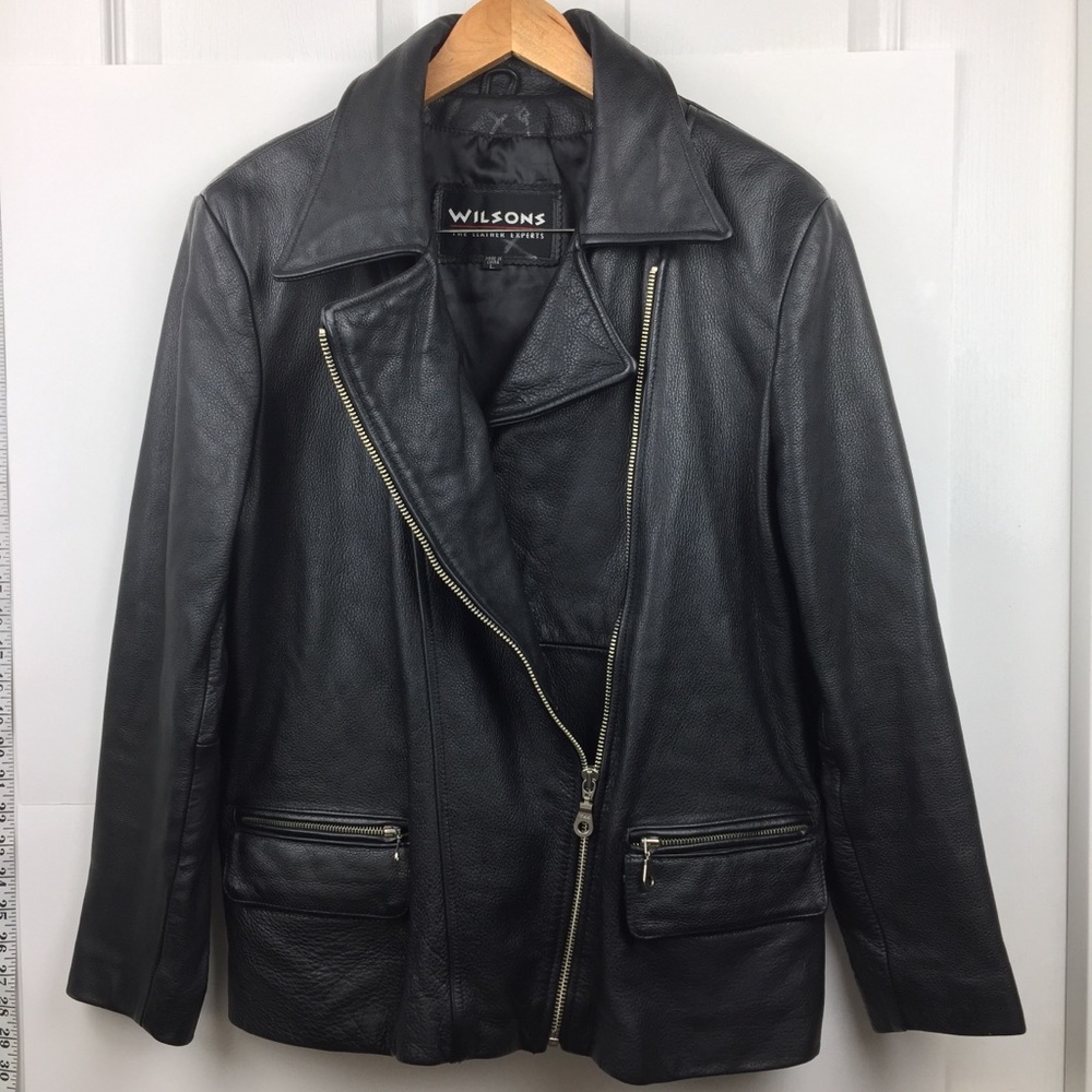 Leather Jacket Black Size Large Wilsons